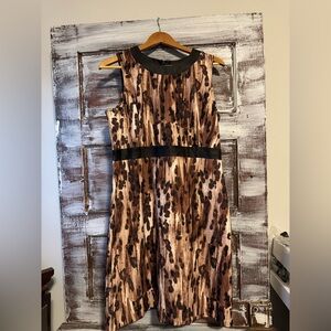 Madison Brown and Black Animal Print Midi Dress